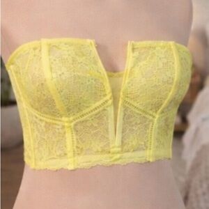 Victoria Secret Yellow Lace Bustier Top - Size Large
